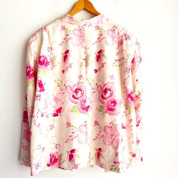 Talbots Floral SILK White Pink Blazer 22W PLUS SIZE - Picture 5 of 7